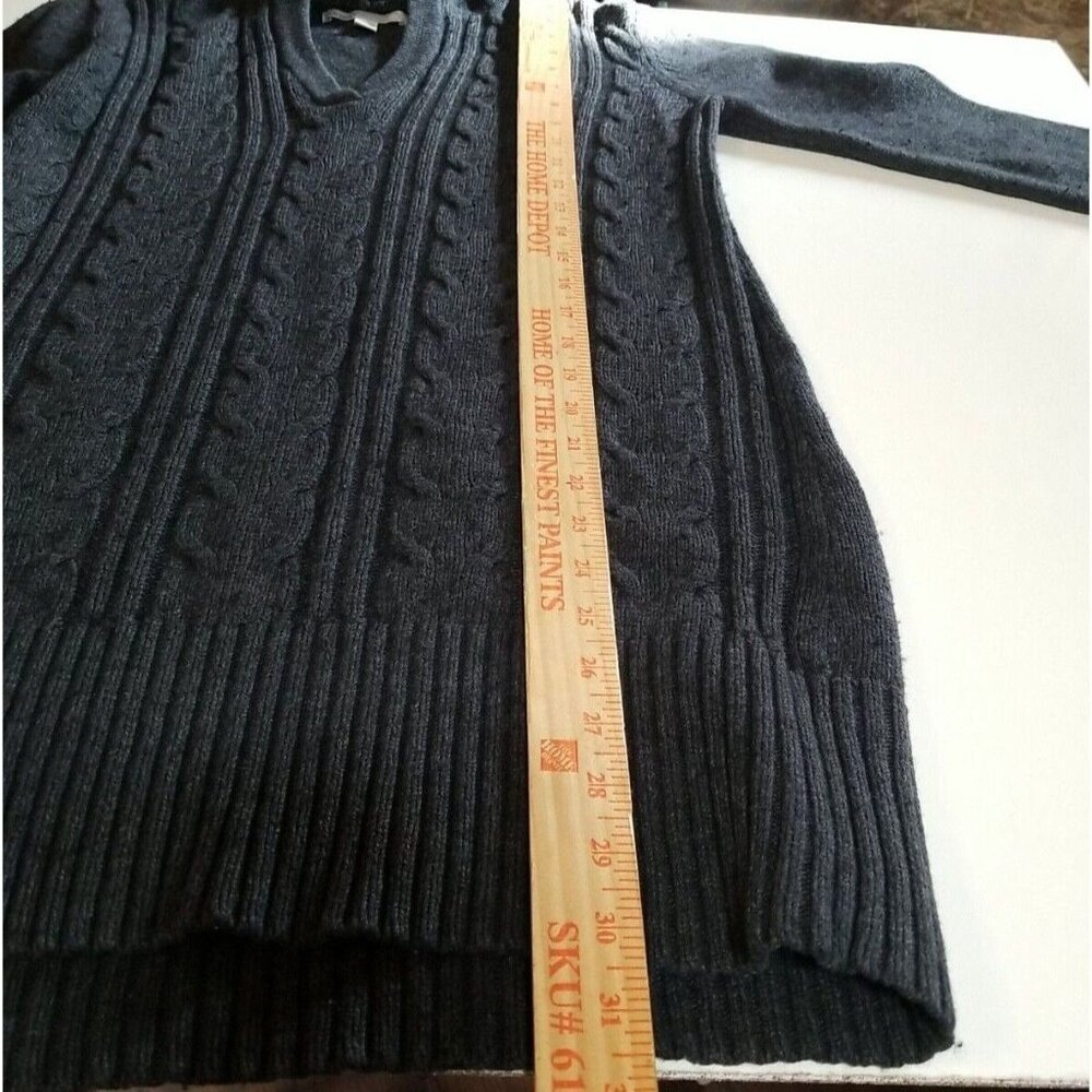 Hoodie Sweater Womens M Lamb Blend Long Sleeve Slub Cable Knit Charcoal - Picture 10 of 14